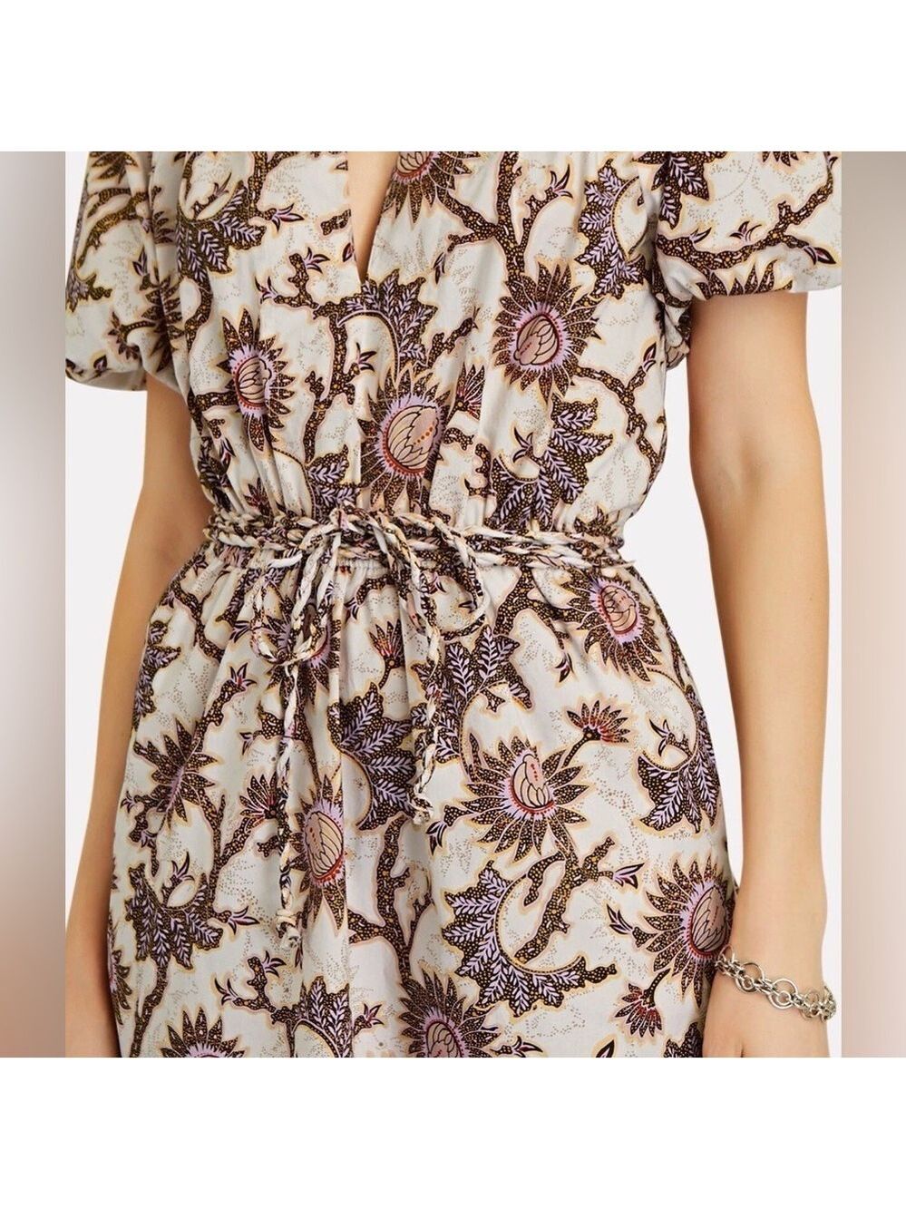 A.L.C. Adelaide Floral Tie Waist Puff Sleeve Mini Dress SZ 10 - Picture 6 of 15